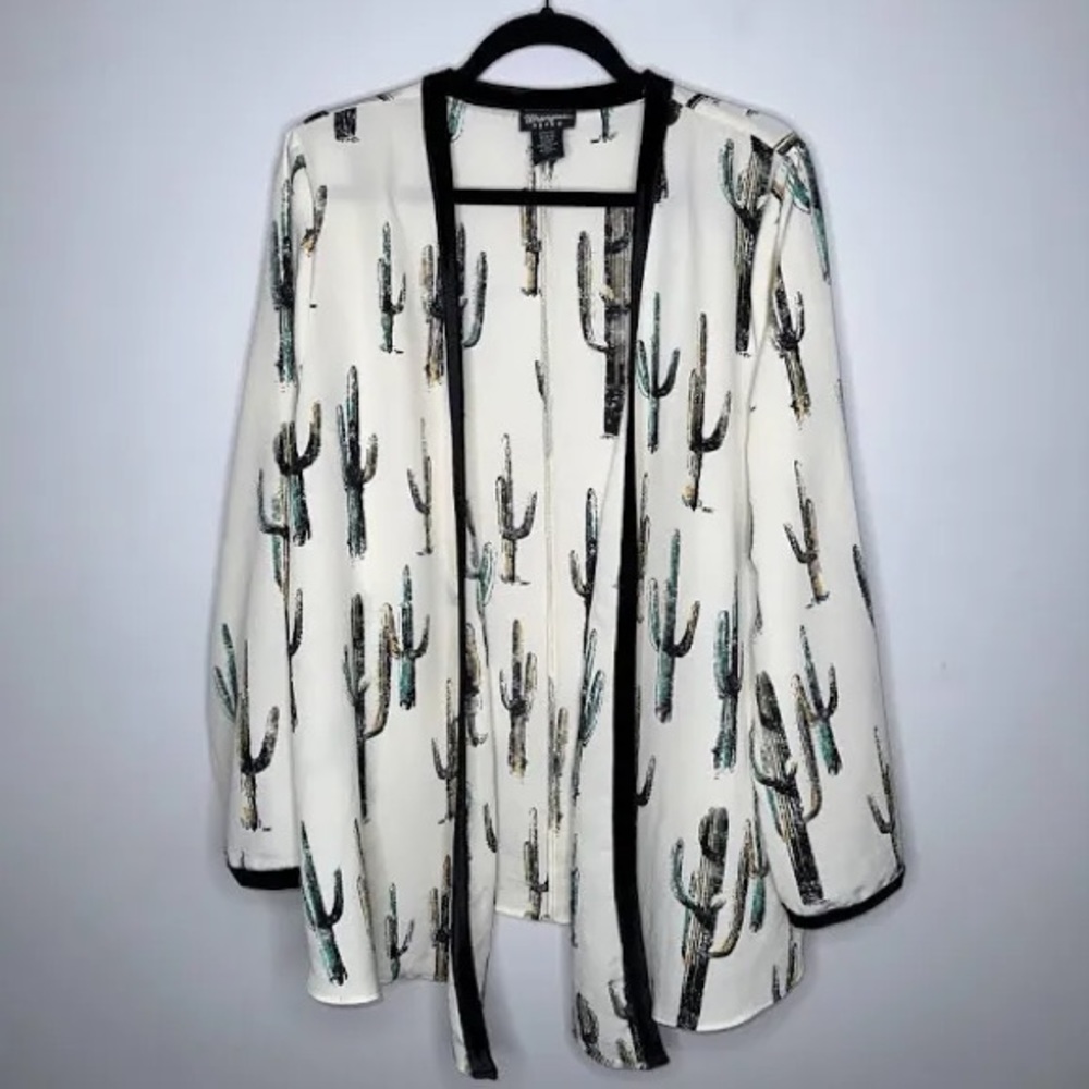 Wrangler Retro Women’s Cactus Print Duster Cardigan Satin Trim Size: Small